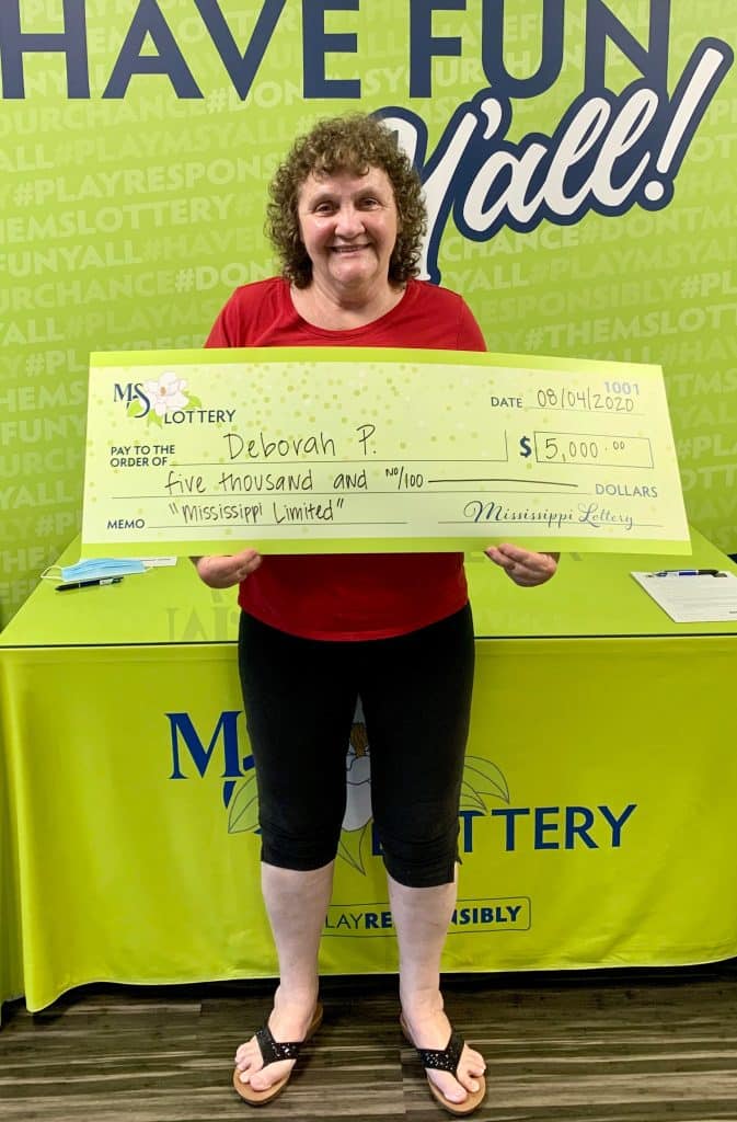 Deborah P. of Vancleave won $5,000 on a Mississippi Limited scratch-off game purchased from Fort Ramsay Corner Store on Jim Ramsay Rd., Vancleave.