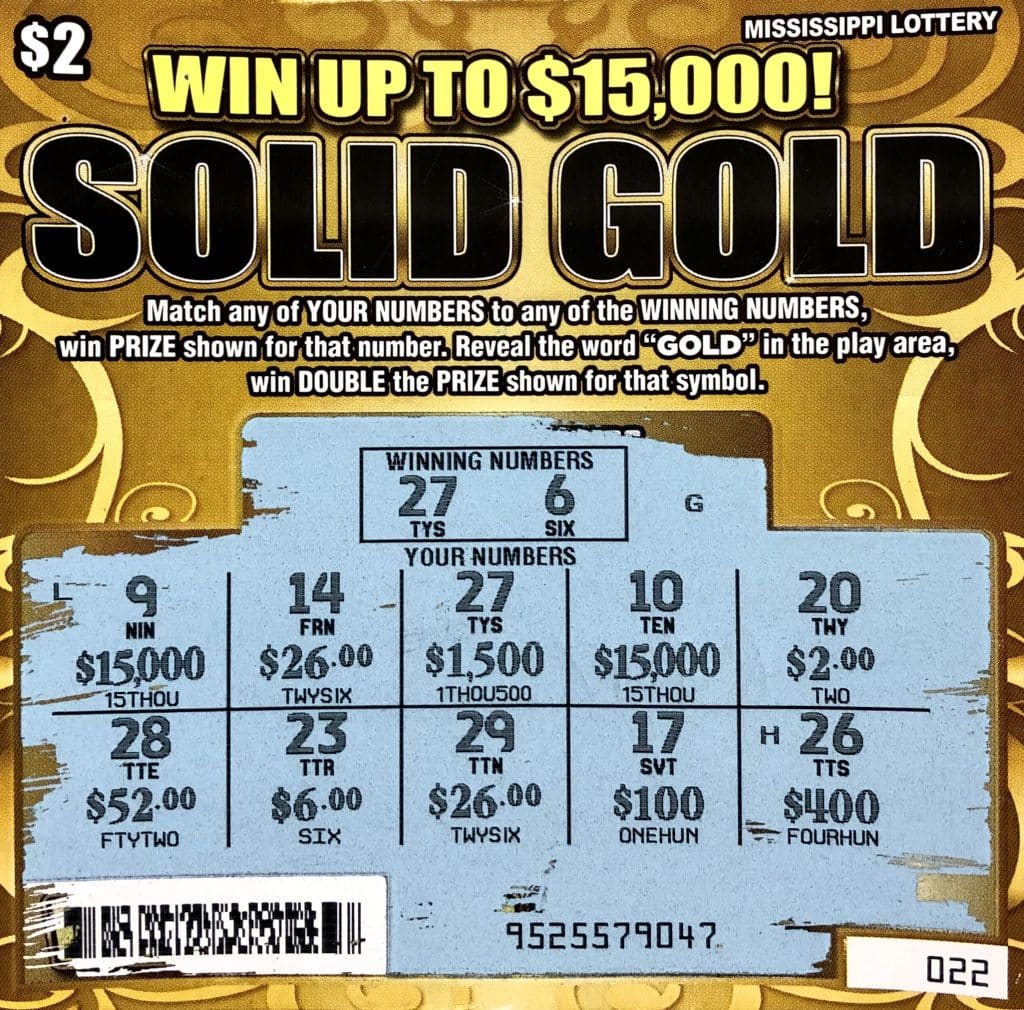 A Hollandale man won $1,500 on a Solid Gold scratch-off game purchased at Love’s Travel Stop on Hwy. 82 E., Indianola.