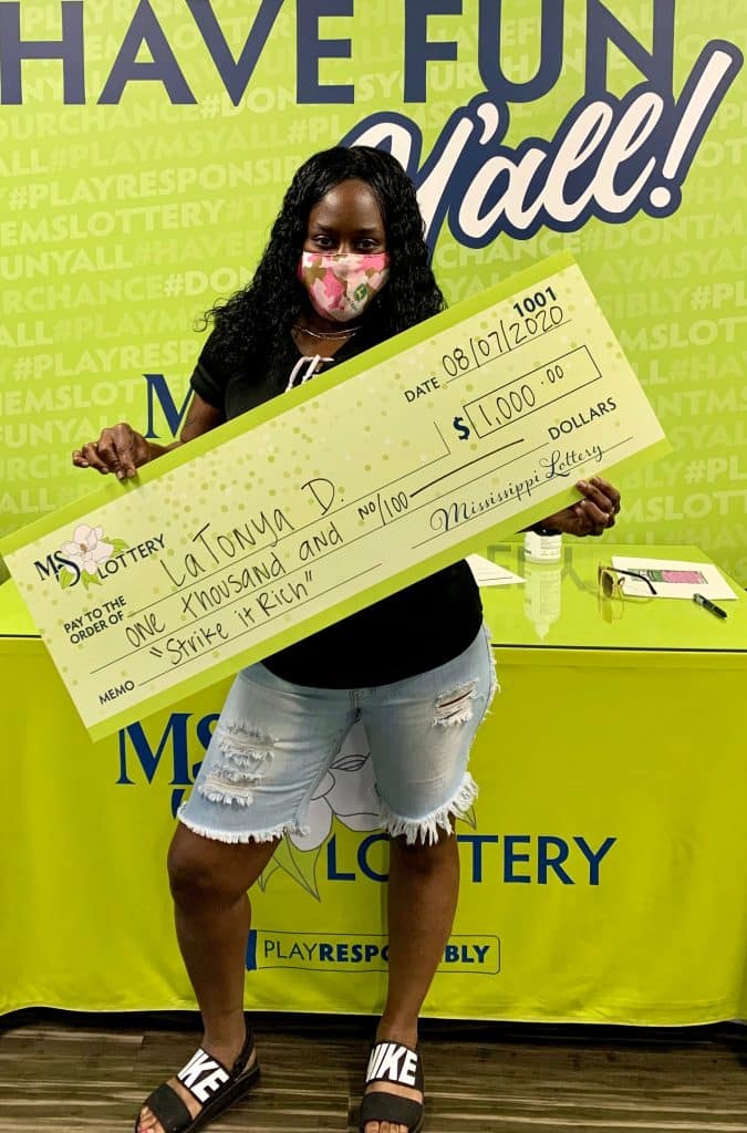 LaTonya D. of Moss Point won $1,000 on a Strike it Rich scratch-off game purchased from 3G’s Telphone on Telephone Rd., Pascagoula.