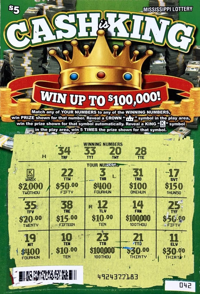 A Natchez woman won $10,000 on a Cash is King scratch-off game purchased at Sprint Mart on East Franklin, Natchez.