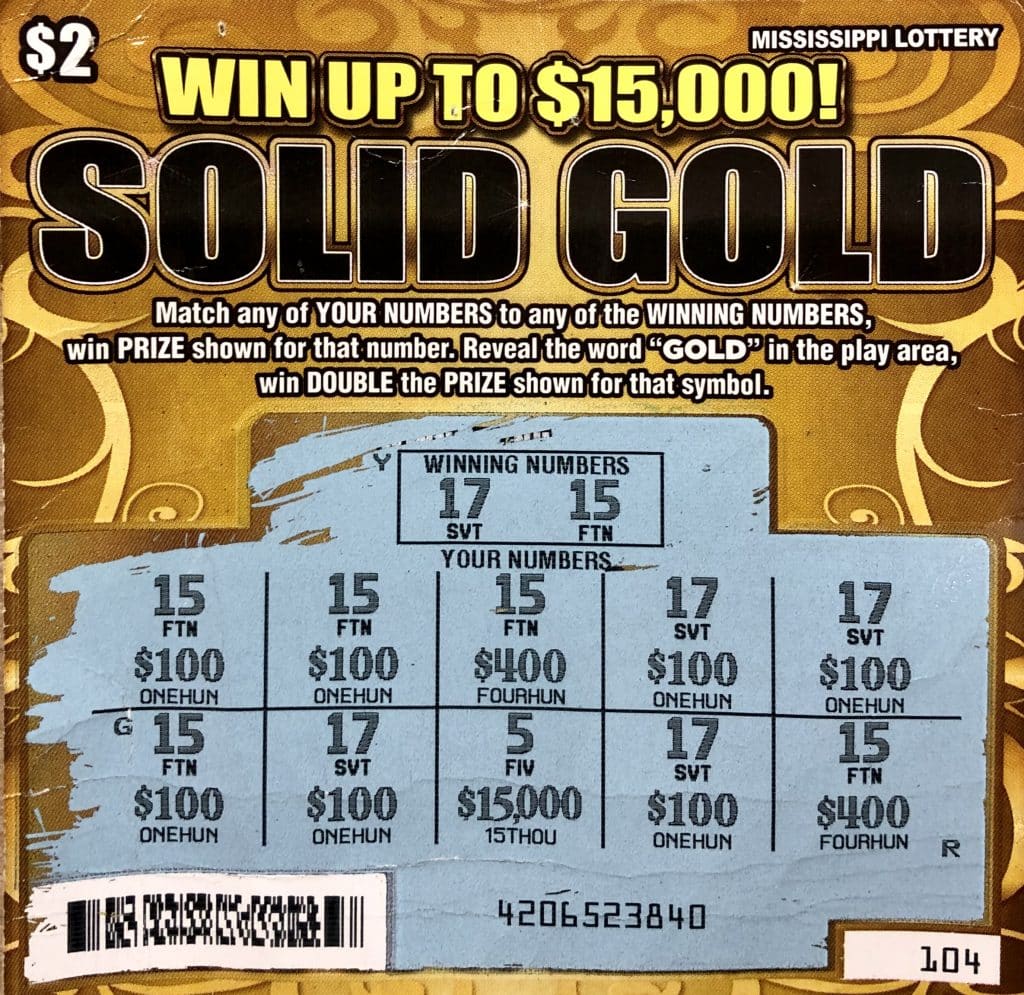 An Oxford player won $1,500 on a Solid Gold scratch-off game purchased from Circle K on HWY 7 N., Grenada.