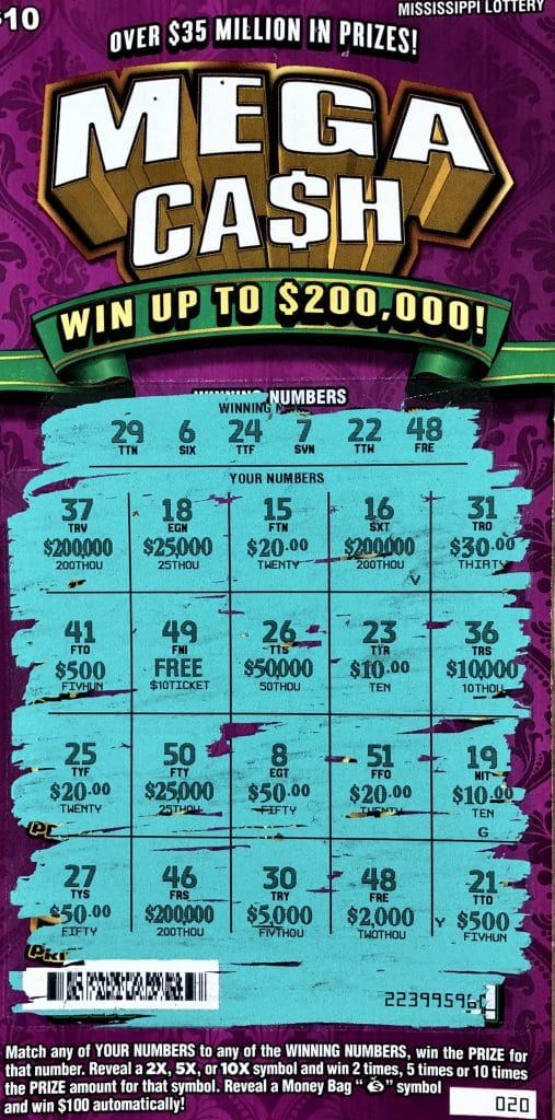 A Pascagoula woman won $2,000 on a Mega Ca$h scratch-off game purchased from Neighborhood Store on Ingalls Ave., Pascagoula.