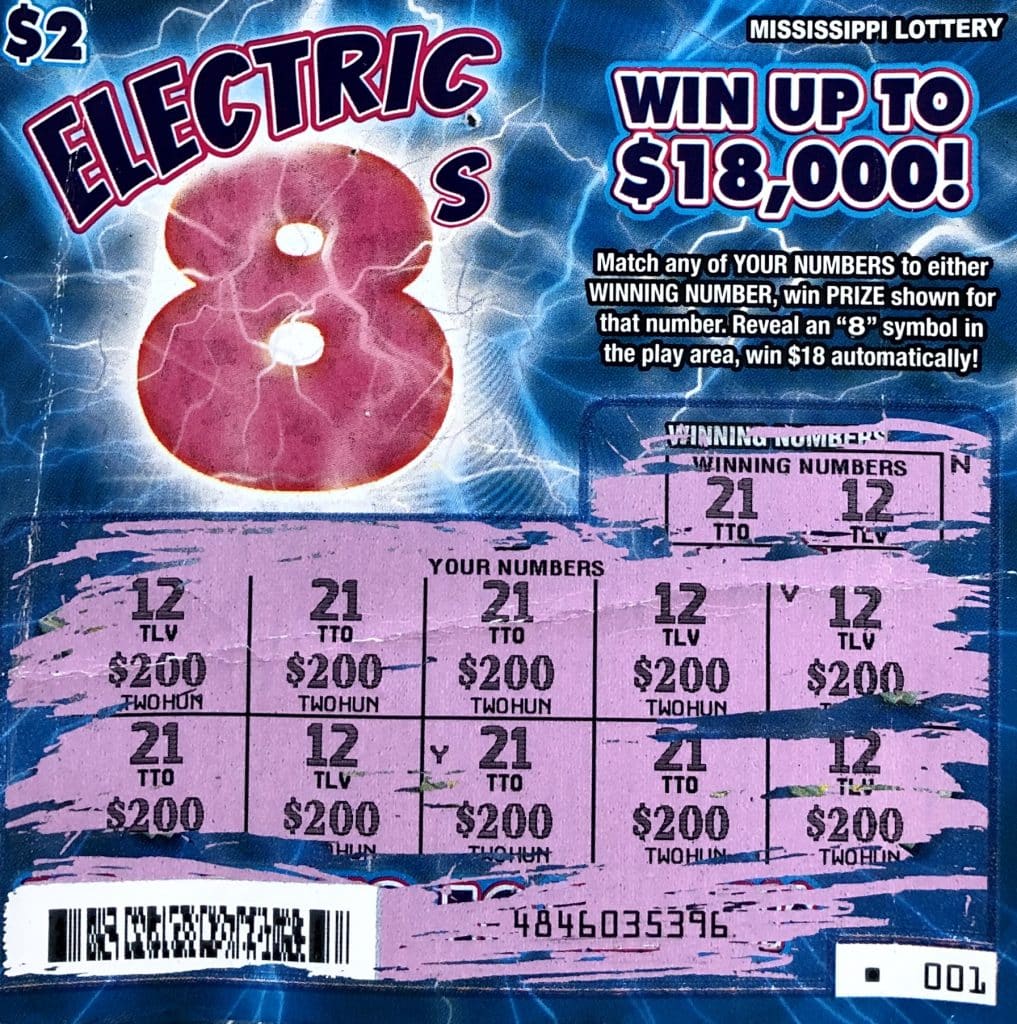 A Tupelo woman won $2,000 on an Electric 8s scratch-off game purchased at House of Wings on Cliff Gookin Blvd., Tupelo.