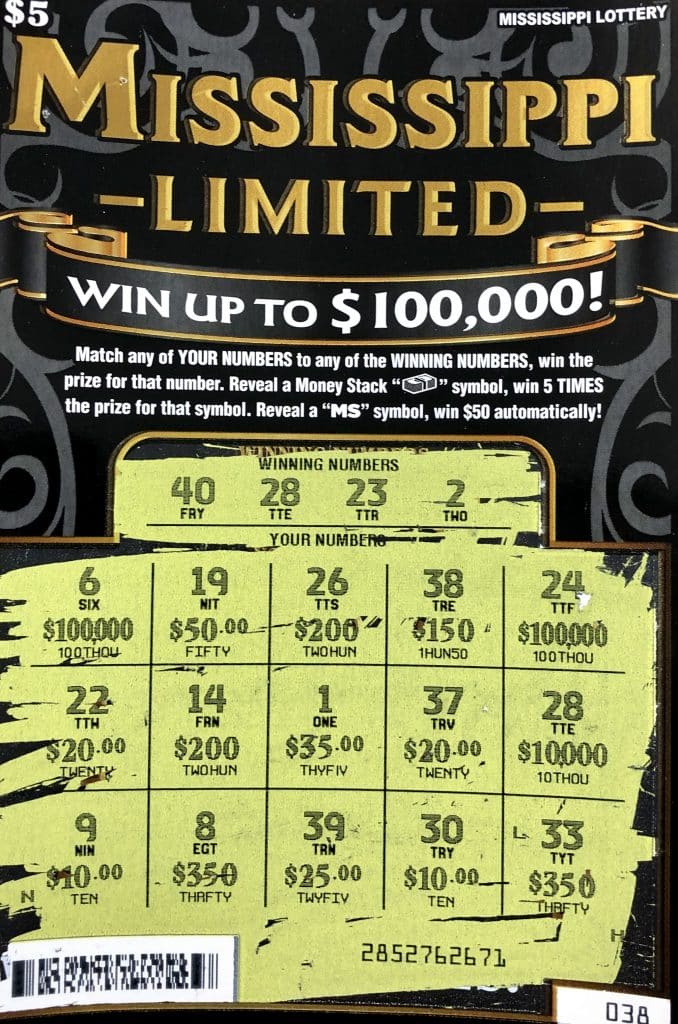 A Tylertown player won $10,000 on a Mississippi Limited scratch-off game purchased at Auburn One Stop on Hwy. 90, Waveland.