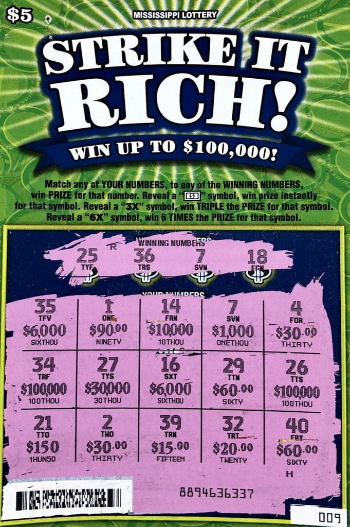 A Water Valley woman won $1,000 on a Strike it Rich scratch-off game purchased from Express Mart 7 LLC on HWY 7 N., Water Valley.