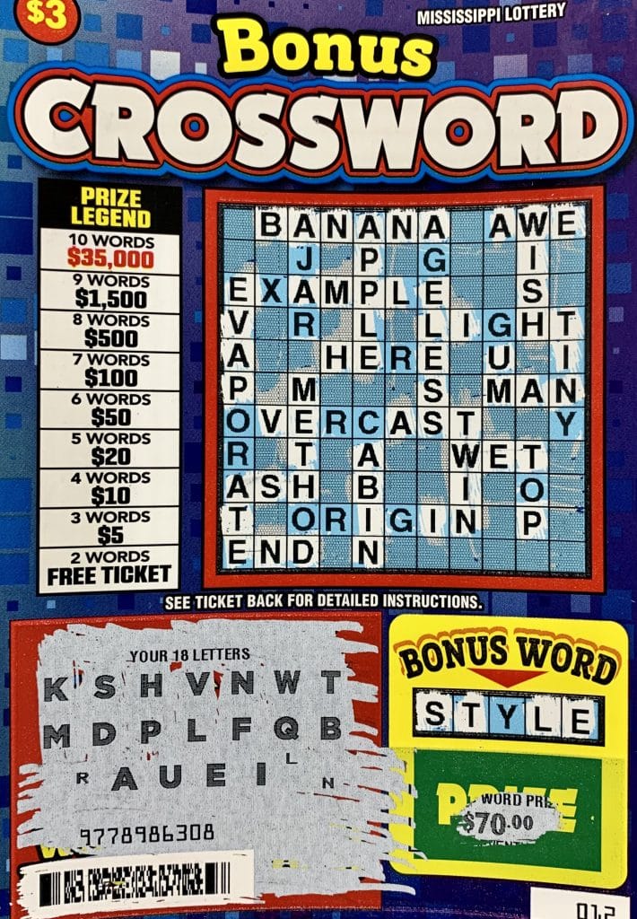 An Aberdeen man won $1,500 on a Bonus Crossword scratch-off game purchased at Z Tobacco and Beverage on Hwy. 145, Aberdeen.