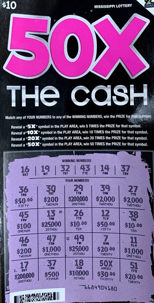 A Columbus woman won $2,000 on a 50X THE CASH scratch-off game purchased from Antra LLC on HWY 69 S., Columbus.