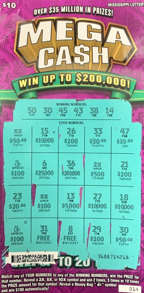 A Corinth man won $2,000 on a Mega Ca$h scratch-off game purchased at Circle K on Hwy. 72 E., Corinth.