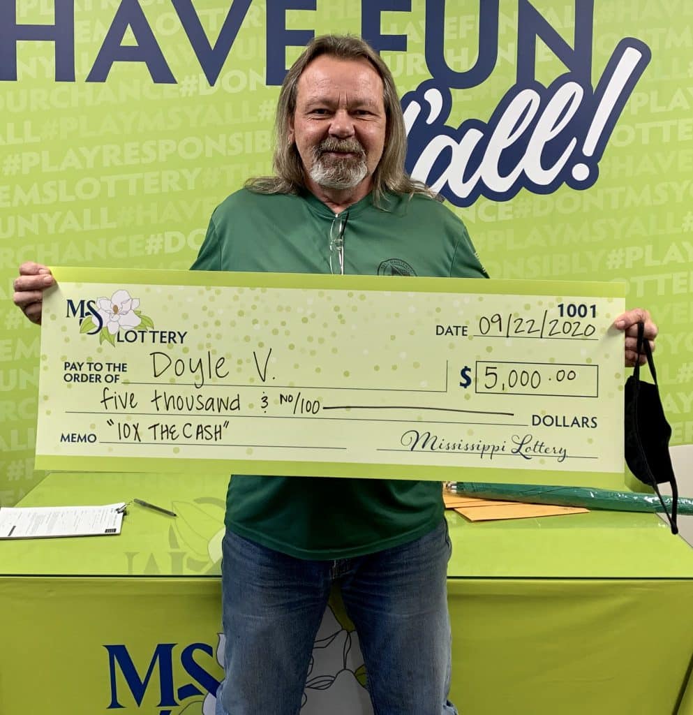 Doyle V. of Baldwyn won $5,000 on a 10x the Cash scratch-off game purchased at Baldwyn Discount Tobacco on South 4th St. Ste. A, Baldwyn.