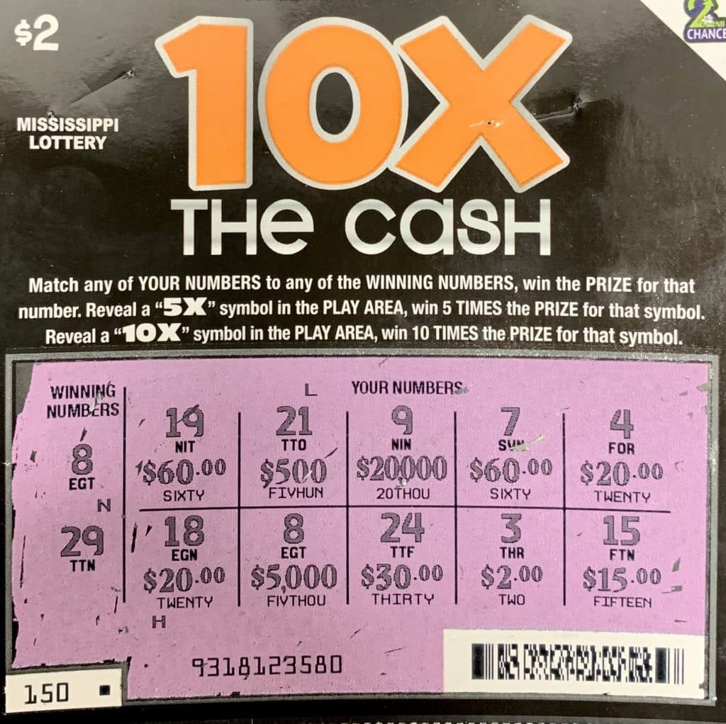 A Jackson man won $5,000 on a 10x the Cash scratch-off game purchased at Hwy. 51 Chevron on Hwy. 51, Ridgeland.