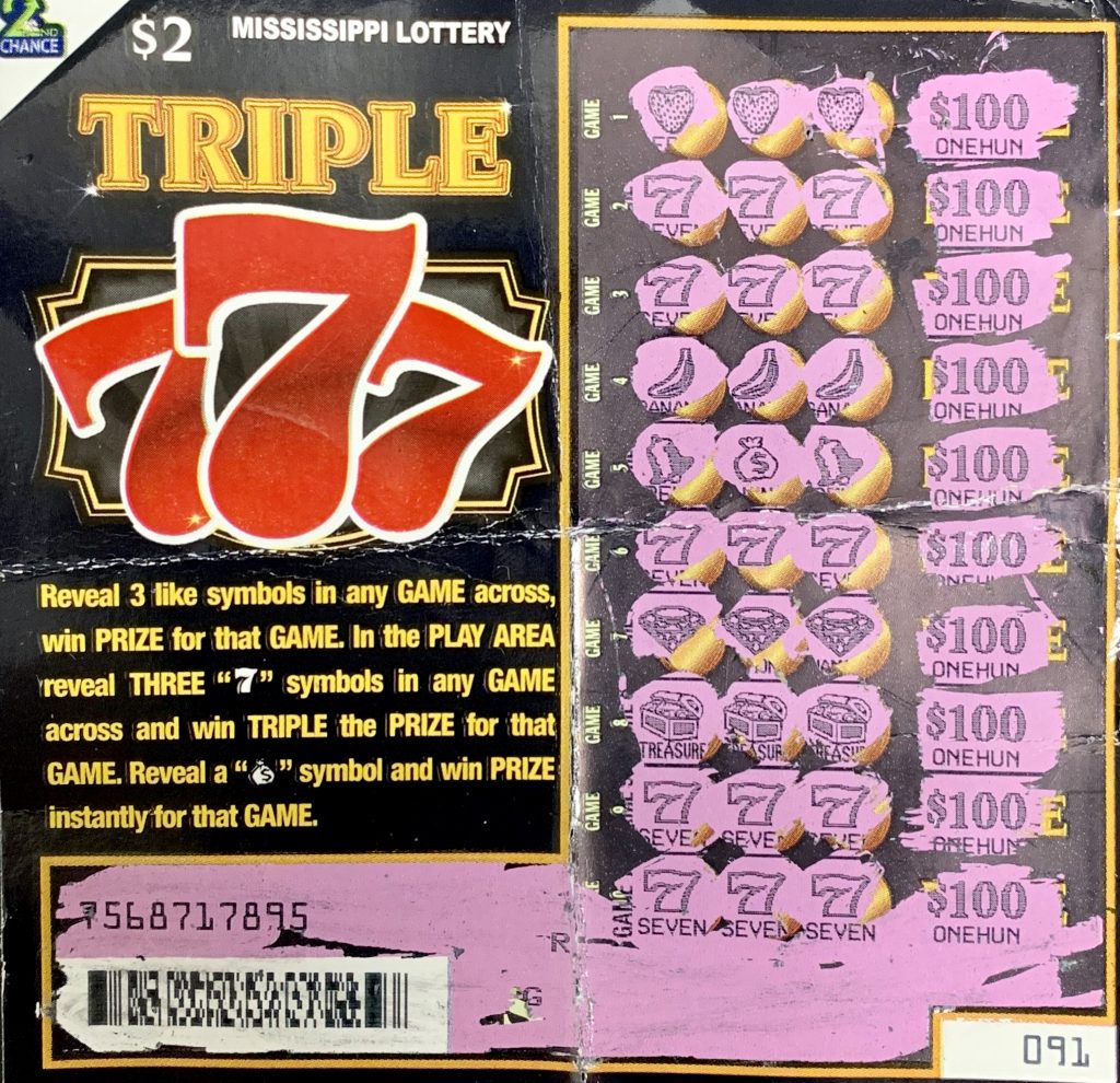 A Laurel woman won $2,000 on a Triple 7s scratch-off game purchased at Island View Casino Resort on W. Beach Blvd., Gulfport.