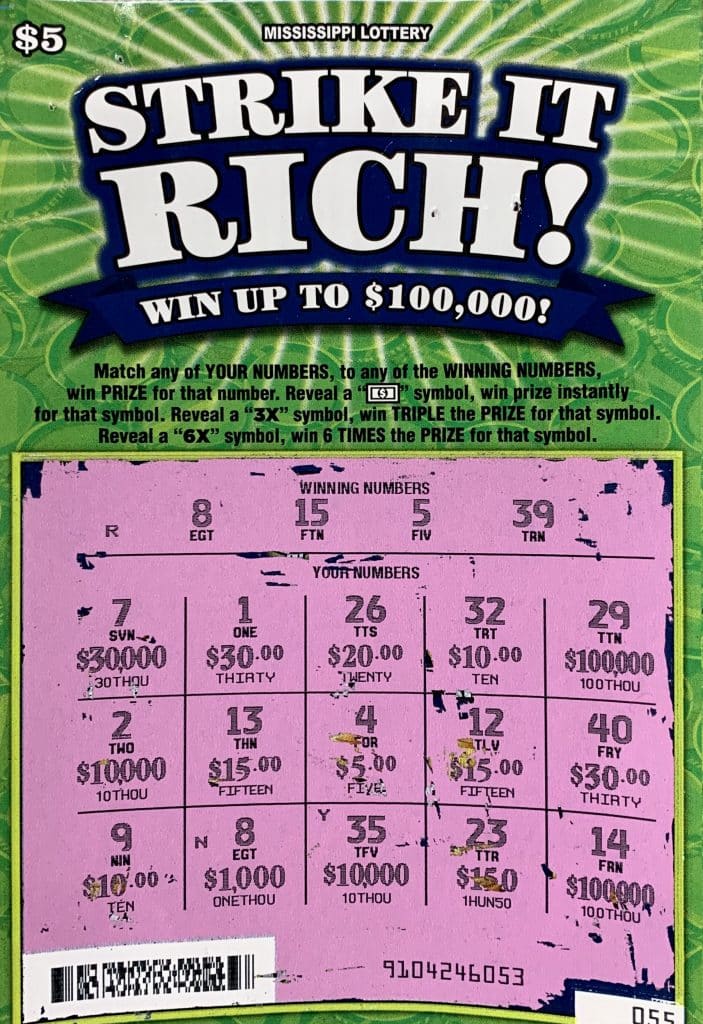 A Natchez woman won $1,000 on a Strike It Rich scratch-off game purchased at 61 Hill Food & Fuel on Hwy. 61 S., Natchez.