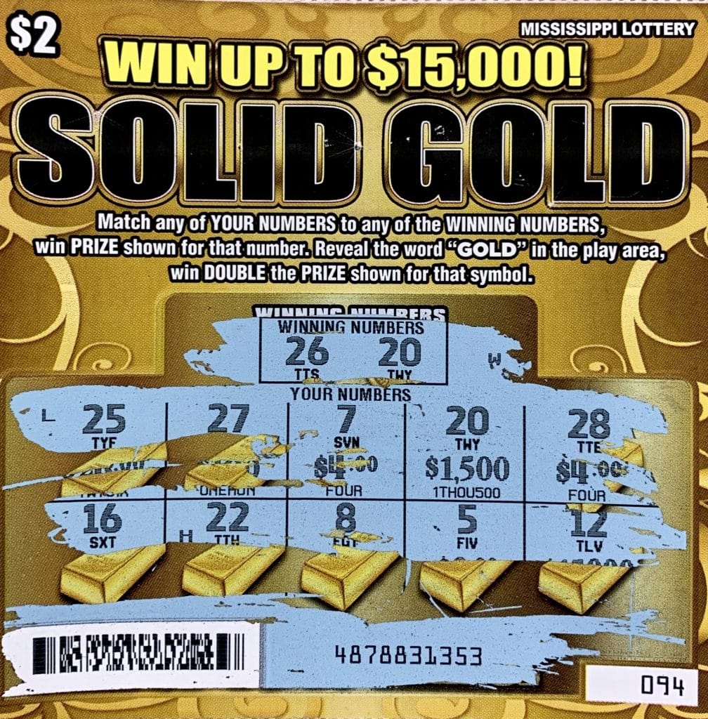 A Pelahatchie man won $1,500 on a Solid Gold scratch-off game purchased at Hwy. 51 Chevron on Hwy. 51, Ridgeland.