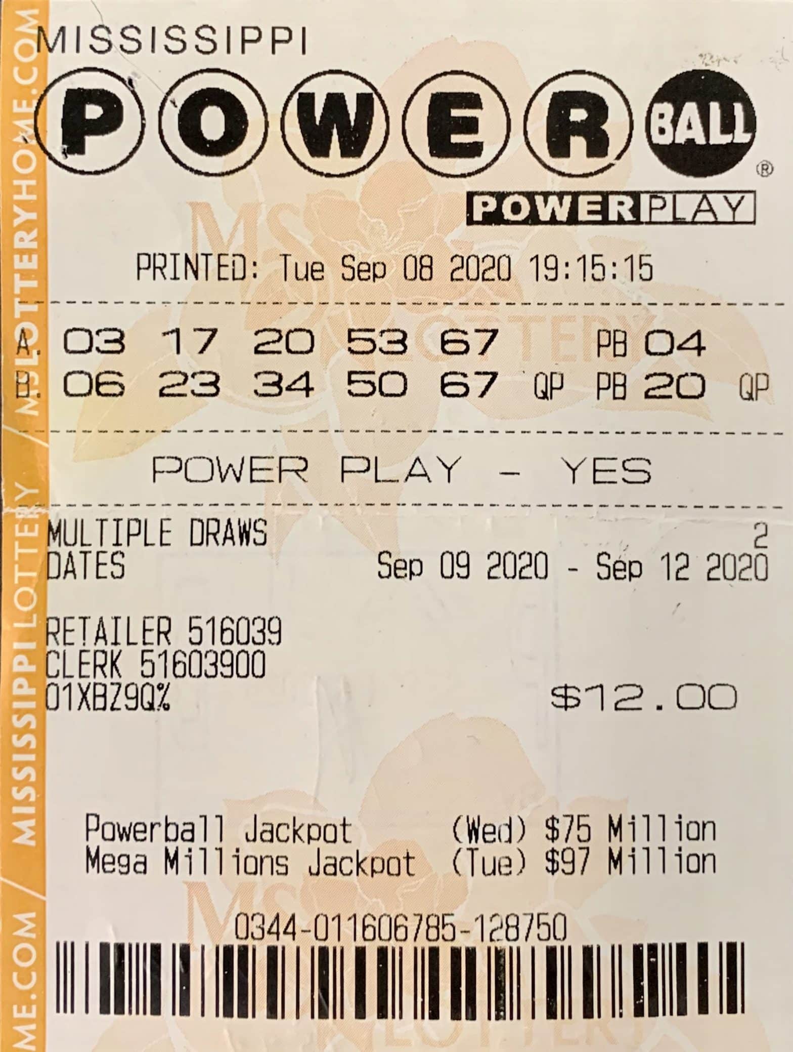 A Saucier man won $100,000 on a Powerball ticket purchased at Murphy Oil on Sangani Blvd., D’Iberville.