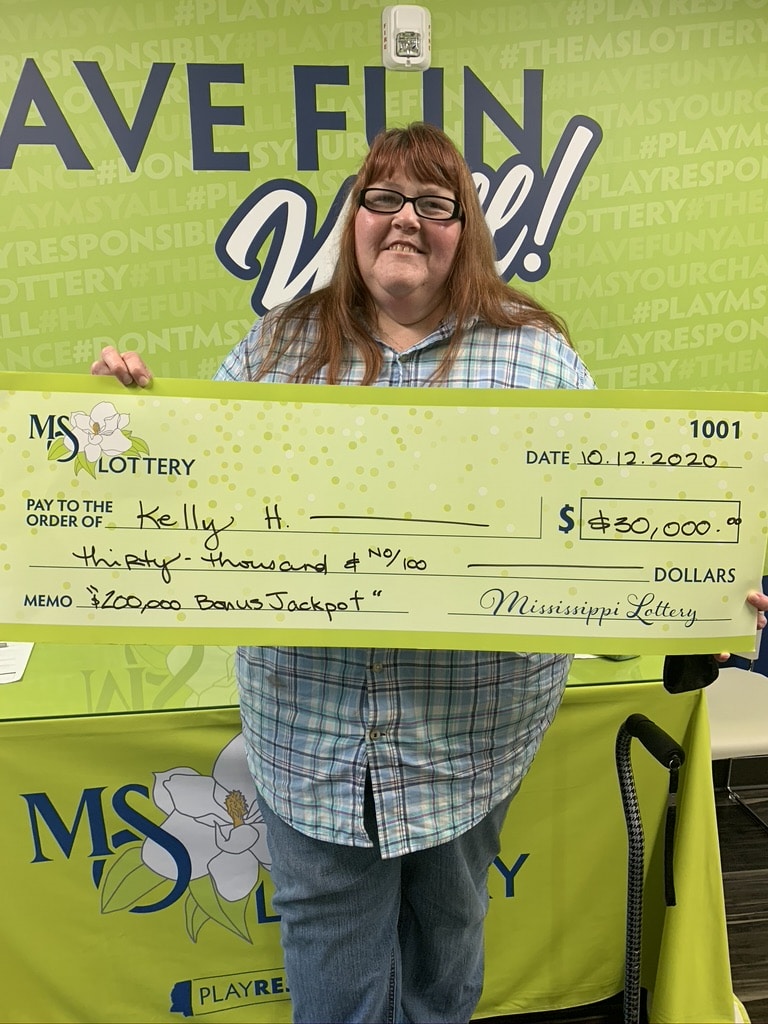 Kelly H. of Vicksburg won $30,000 on a $200,000 Bonus Jackpot scratch-off game purchased at Circle K on Hwy. 61 N., Vicksburg.