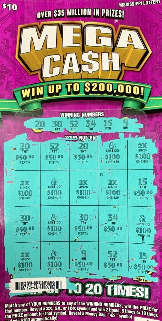 A Bayou La Batre, Ala., player won $2,000 on a Mega Ca$h scratch-off game purchased at The Oaks of Moss Point on Old Stage Rd., Moss Point.