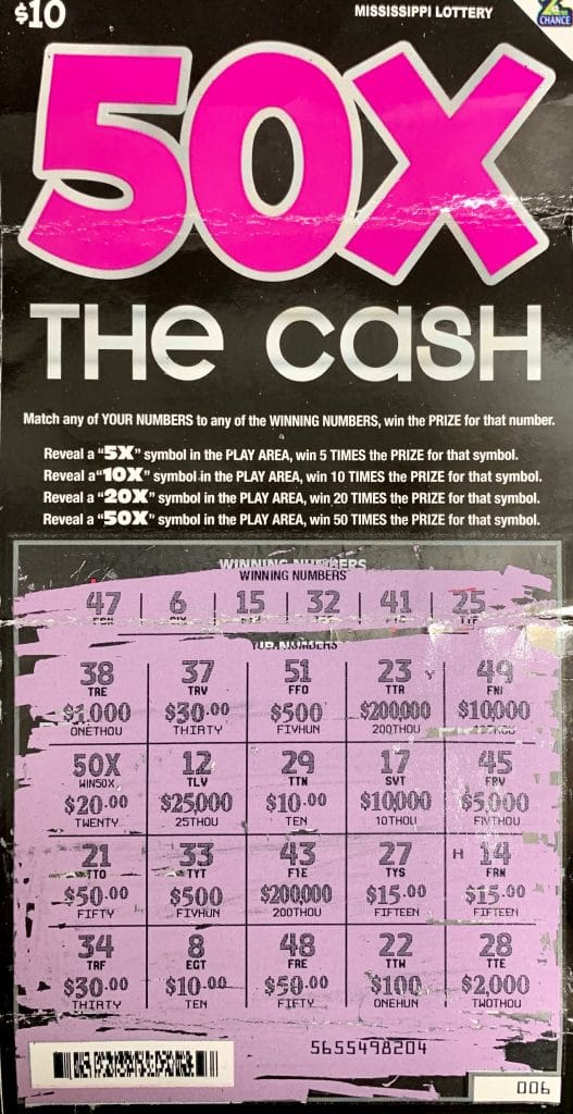 A Columbus player won $1,000 on a 50x the Cash scratch-off game purchased at Riverhall Chevron on Main St., Columbus.