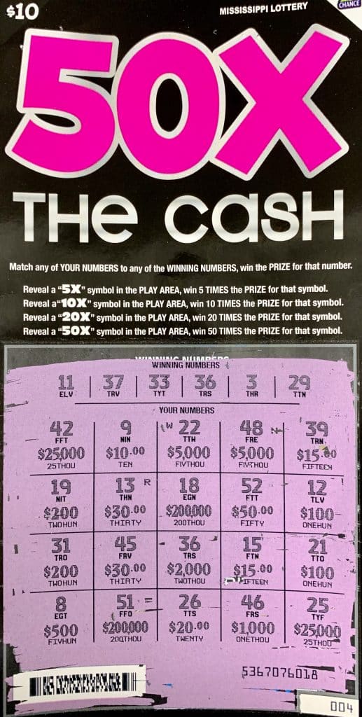 A McComb woman won $2,000 on a 50x the Cash scratch-off game purchased at Downtown Marathon on N. Broadway, McComb.