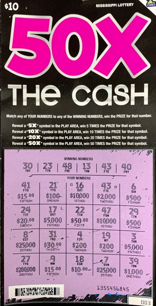 A Sturgis player won $2,000 on a 50x the Cash scratch-off game purchased at Happy Mart on Hwy. 12 W., Sturgis.