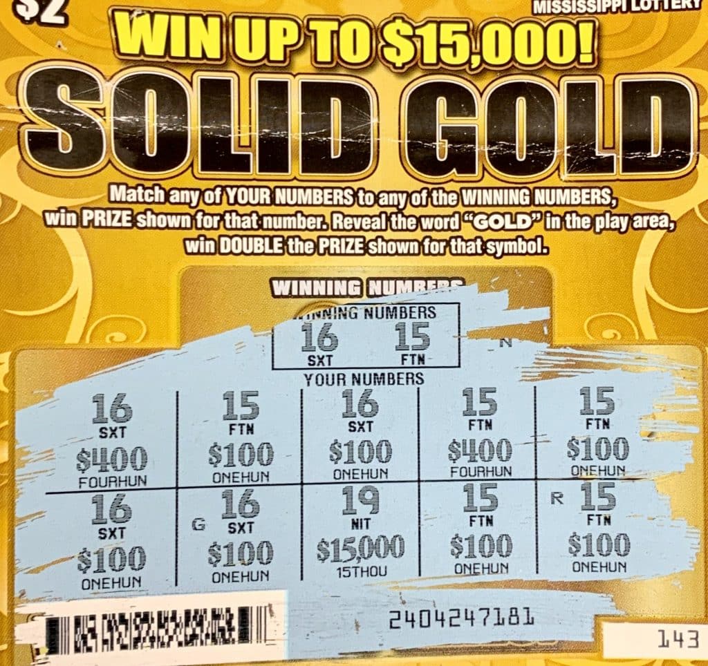 A Wesson woman won $1,500 on a Solid Gold scratch-off game purchased at East End Market on E. Railroad St., Wesson.