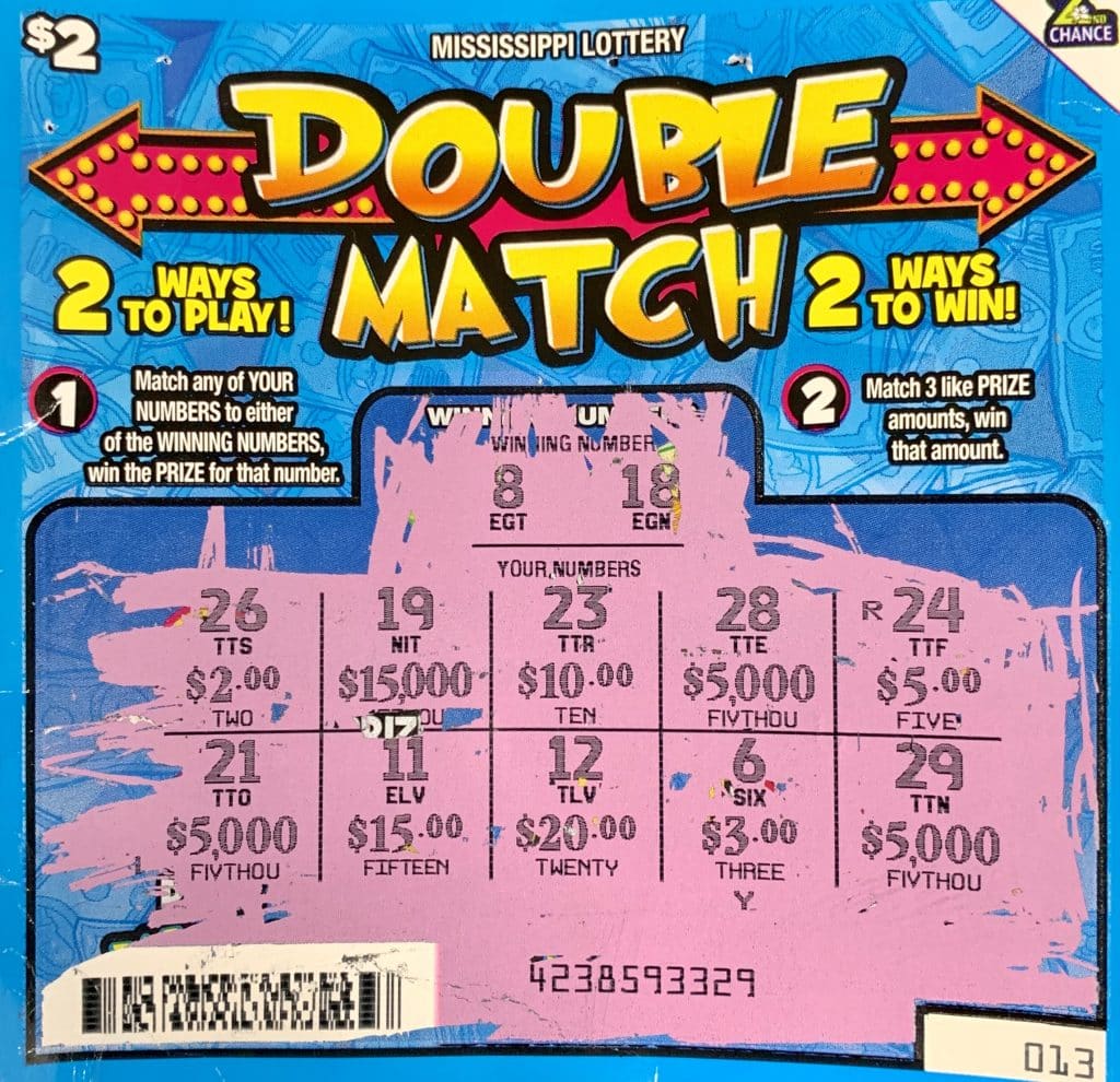 A Guntown man won $5,000 on a Double Match scratch-off game purchased from Git N Go on County Road 2878, Baldwyn.