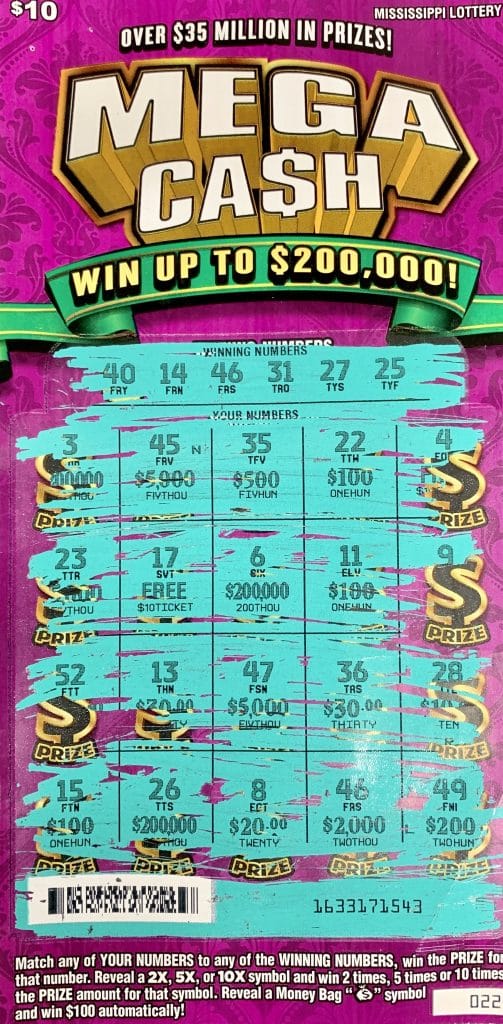 A Kosciusko player won $2,000 on a Mega Cash scratch-off game purchased from Kosciusko Gasmart on Highway 12 E., Kosciusko.