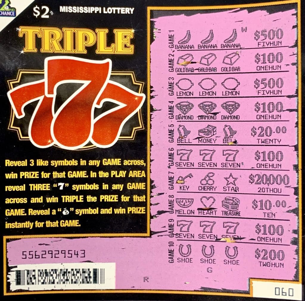 A Walnut Grove man won $2,000 on a Triple 7s scratch-off game purchased from HWY 35 Gas & Grocery on HWY 35 N., Carthage.