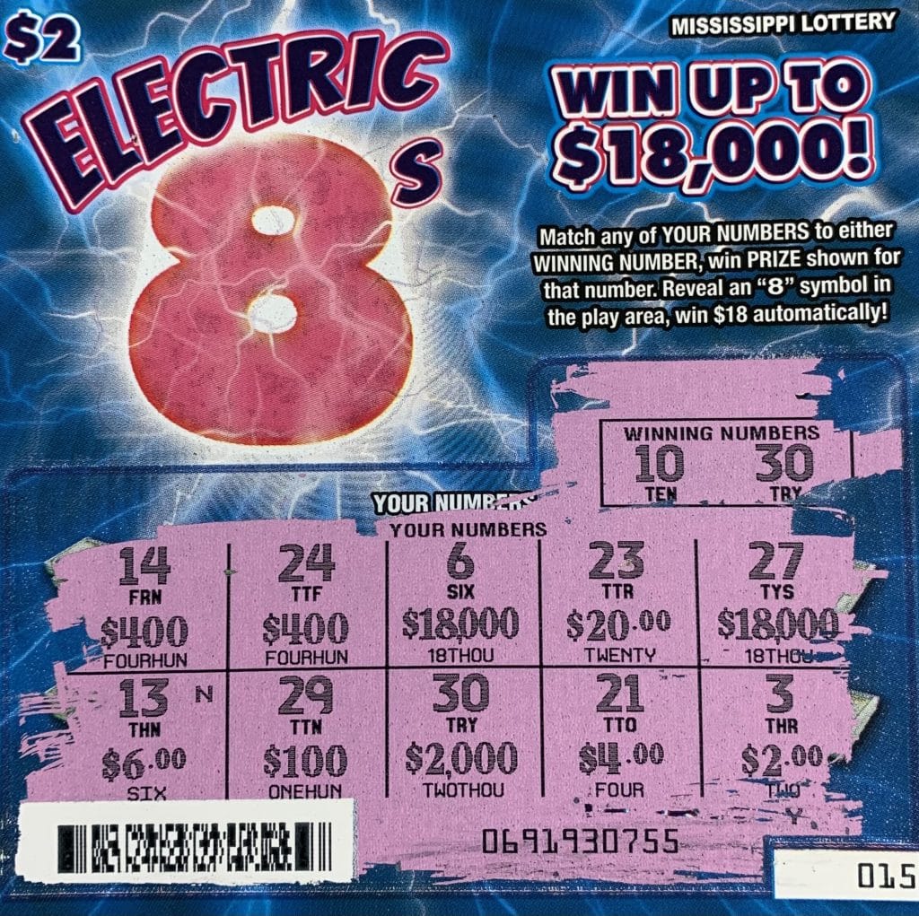 A Hattiesburg woman won $2,000 on an Electric 8s scratch-off game purchased from Ramco Minit Mart #23 on Broadway Dr., Hattiesburg.