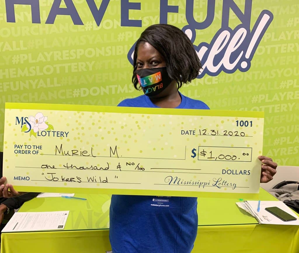 Muriel M. of Jackson won $1,000 on a Joker’s Wild scratch-off game purchased at Quick Zone 3 on Medgar Evers Blvd., Jackson.