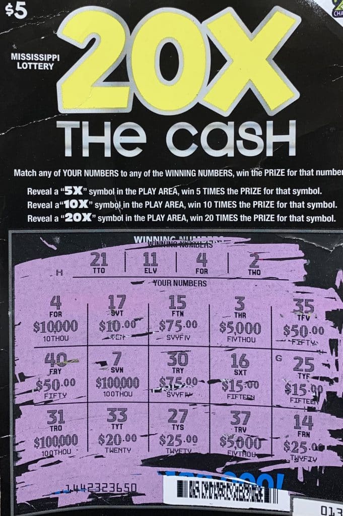 A Hazlehurst player won $10,000 on a 20X The Cash scratch-off game purchased from A & J Food Store on S. Extension St., Hazlehurst.