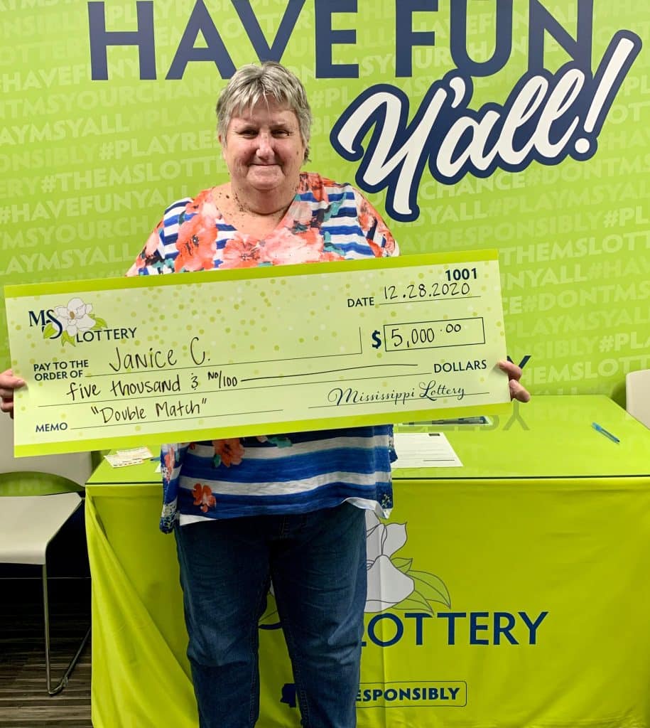 Janice C. of Kiln won $5,000 on a Double Match scratch-off game purchased from Neco’s Family Market on Cable Bridge Rd., Pass Christian.