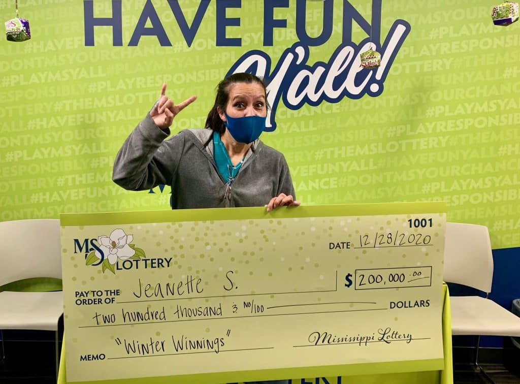 Jeanette S. of Tupelo won $200,000 on a Winter Winnings scratch-off game purchased from Murphy Oil on W. Main St., Tupelo.