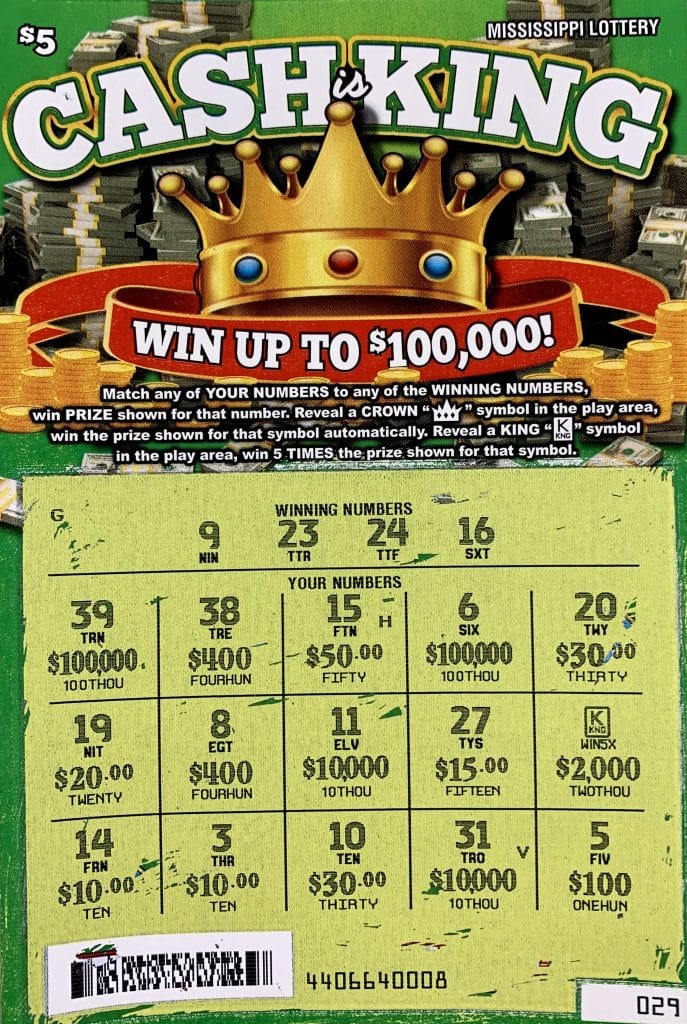 A Jackson woman won $10,000 on a Cash Is King scratch-off game purchased at H & R Raceway on Hwy. 18, Jackson.