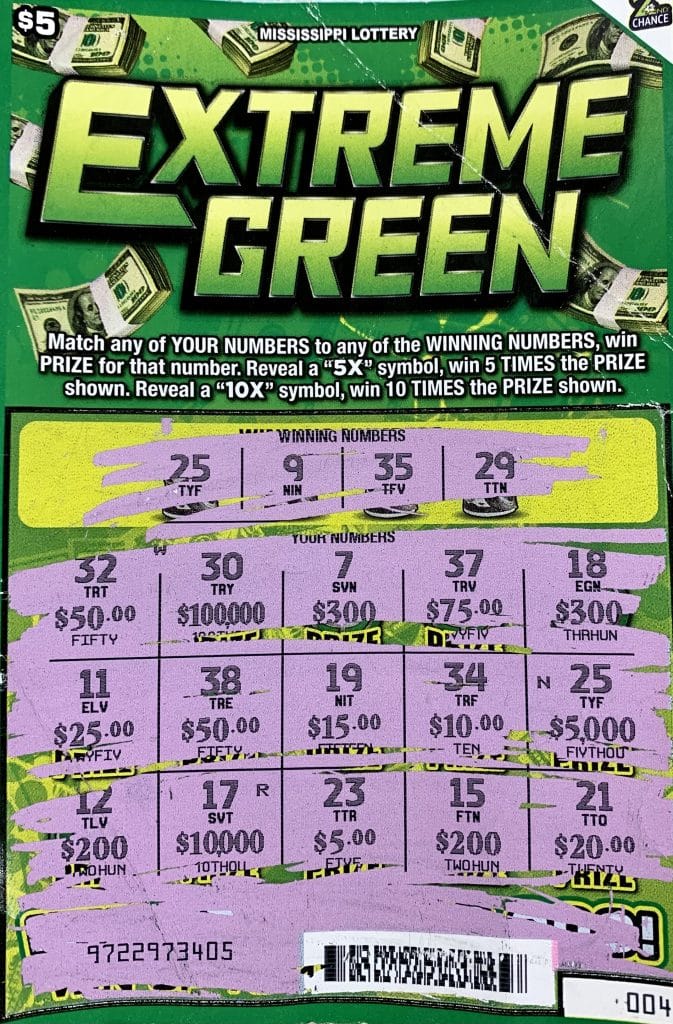 A Greenville woman won $5,000 on an Extreme Green scratch-off game purchased at Tobacco Superstore on Hwy. 82 E., Greenville.