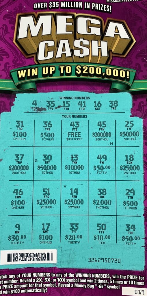 A Benton County woman won $2,000 on a Mega Ca$h scratch-off game purchased from Tony’s Too LLC on Hwy. 30 W., New Albany.