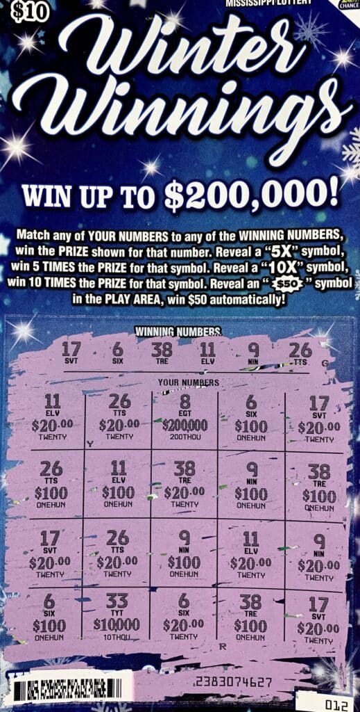 A Canton man won $1,000 on a Winter Winnings scratch-off game purchased from Yandell Shell LLC on Yandell Rd., Canton.