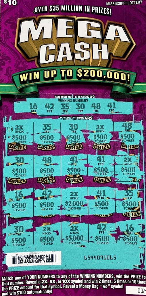 A Golden Triangle player won $25,000 on a Mega Ca$h scratch-off game purchased from Sprint Mart on Blackjack/Octoc Rd., Starkville.