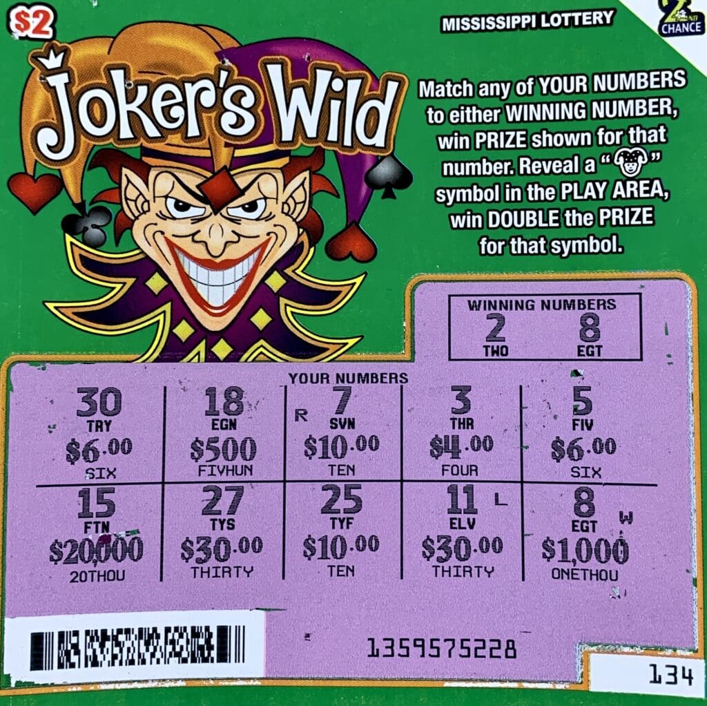 A Humble, Texas, man won $1,000 on a Joker's Wild scratch-off game purchased from Gas Buddy on S. Main St., Water Valley.