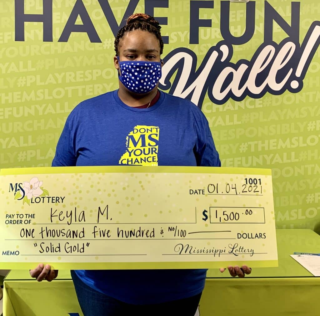 Keyla M. of Crystal Springs won $1,500 on a Solid Gold scratch-off game purchased from 2nd Stop on Old Pass Rd., Gulfport.