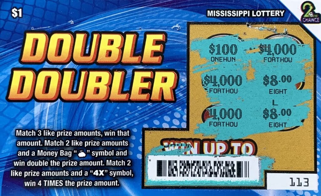 A New Hebron man won $4,000 on a Double Doubler scratch-off game purchased from Bluesky Store #492 on HWY 27 S., Monticello.