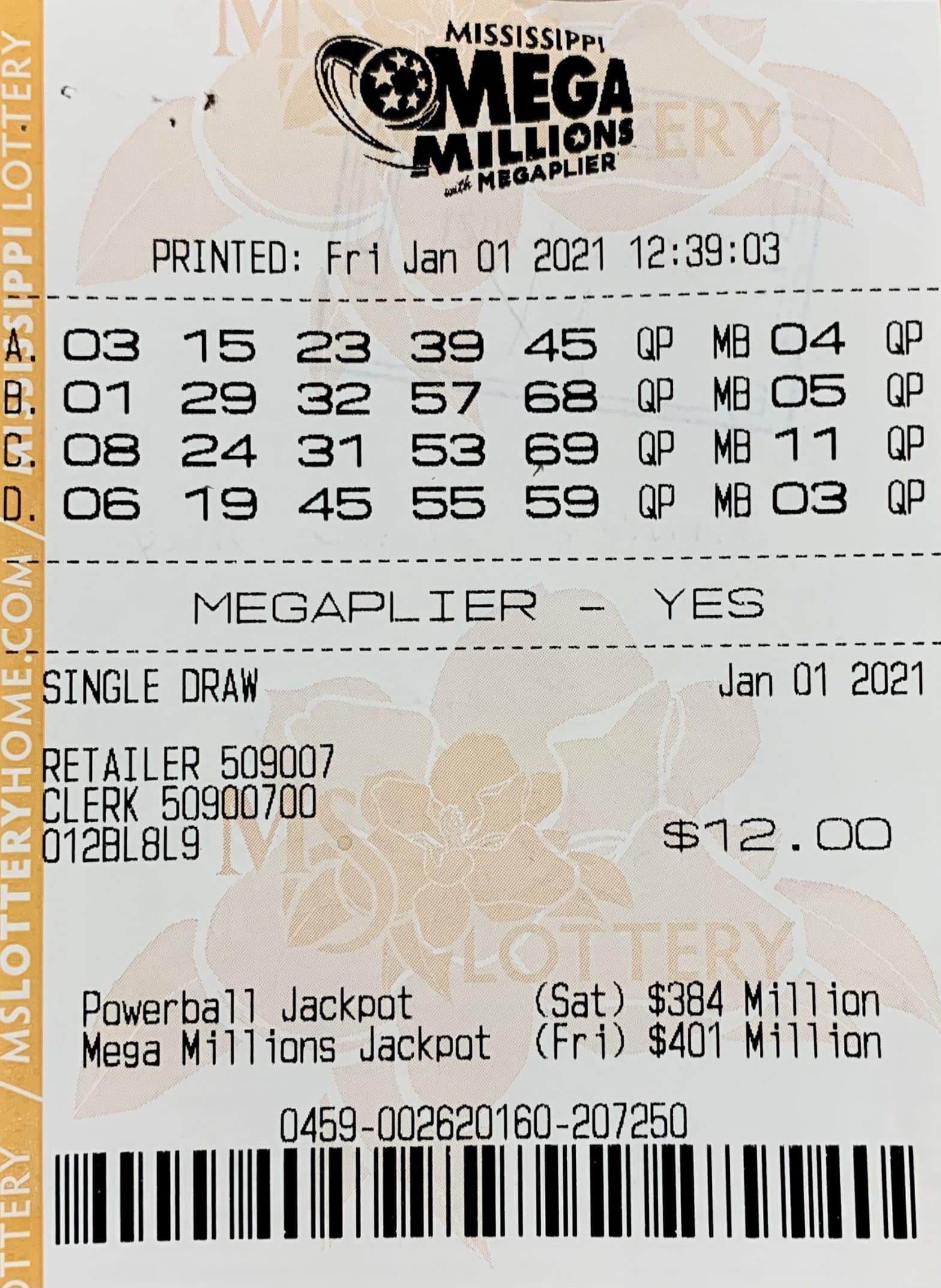 An Oxford woman won $2,500 on a Mega Millions ticket purchased from Oxford Junction on MS-7, Oxford.