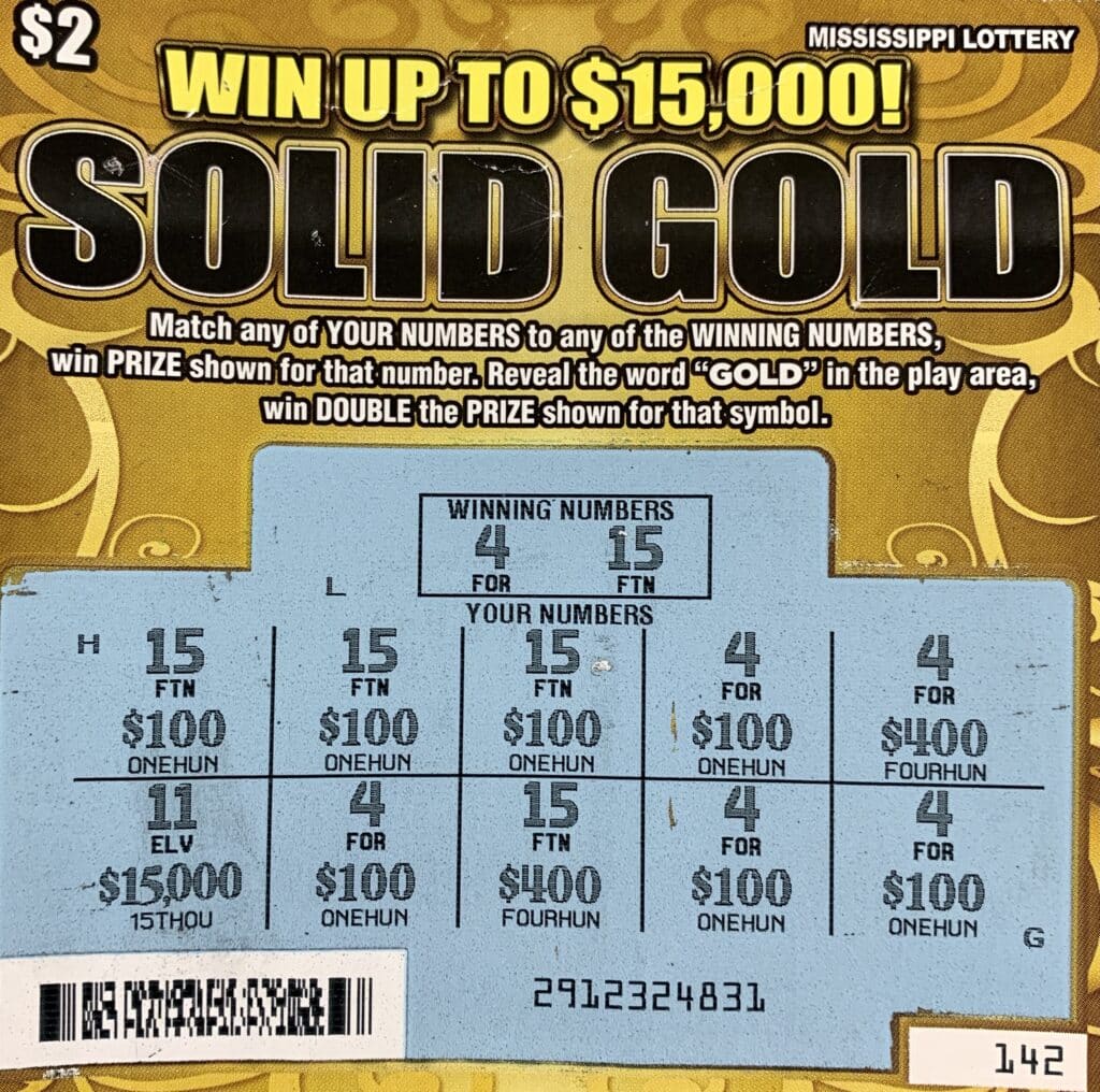 A Petal woman won $1,500 on a Solid Gold scratch-off game purchased at Murphy Oil on Tyner Rd., Petal.