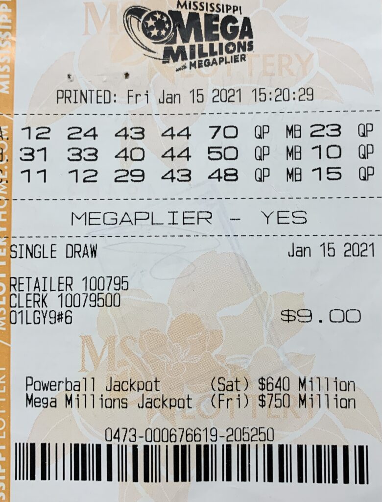 A Richton player won $800 on a Mega Millions ticket purchased at Tim’s Exxon on N. Front St., Richton.