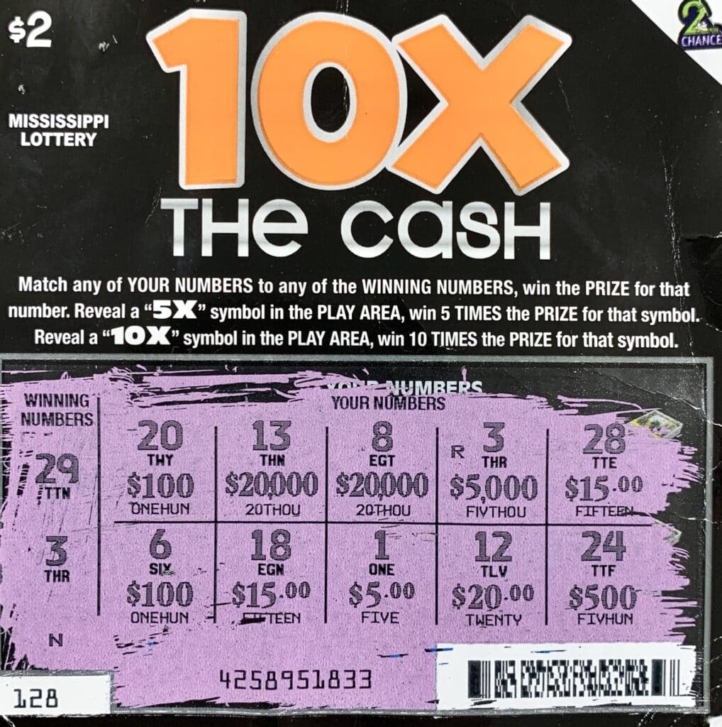 An Aberdeen player won $5,000 on a 10x the Cash scratch-off game purchased from Circle K on Goodman Rd., Horn Lake.