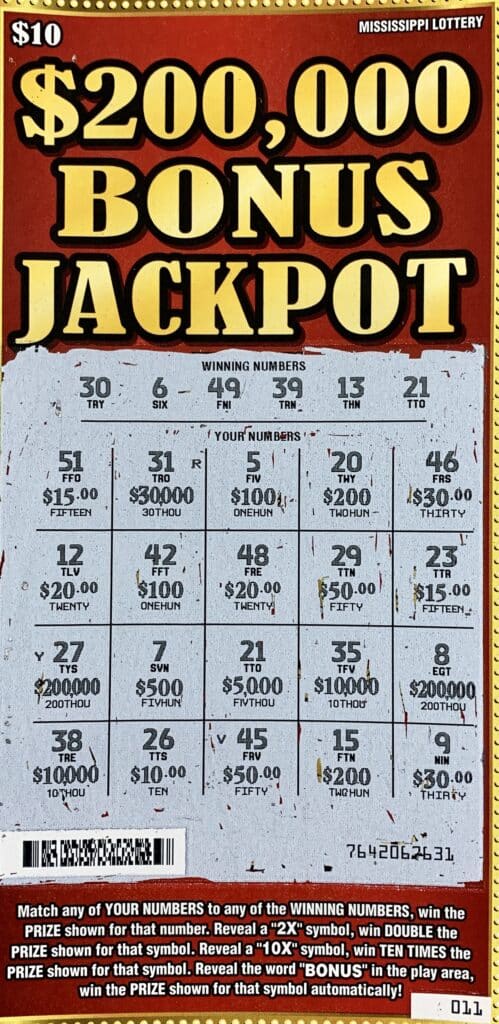 A Columbus man won $5,000 on a $200,000 Bonus Jackpot scratch-off game purchased from Sprint Mart #4110 on Hwy. 45 N., Columbus.