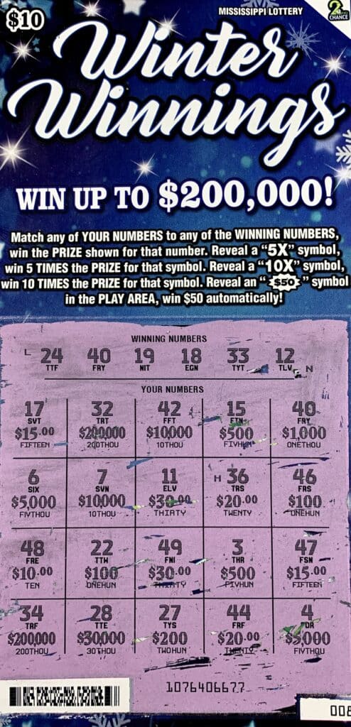 A Columbus man won $1,000 on a Winter Winnings scratch-off game purchased from 82 Country on Hwy. 182 E., Columbus.