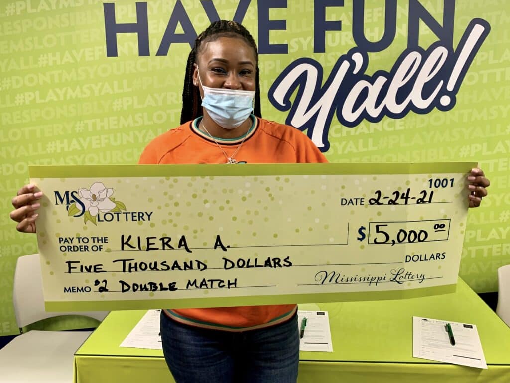 Kiera A. of Clarksdale won $5,000 on a Double Match scratch-off game purchased from Tobacco Superstore #21 on S. State St., Clarksdale.