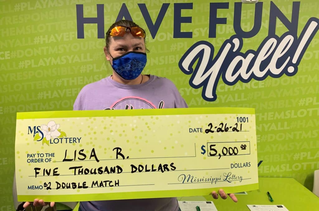 Lisa R. of Lucedale won $5,000 on a Double Match scratch-off game purchased at Town and Country on Hwy. 198 East, Lucedale.