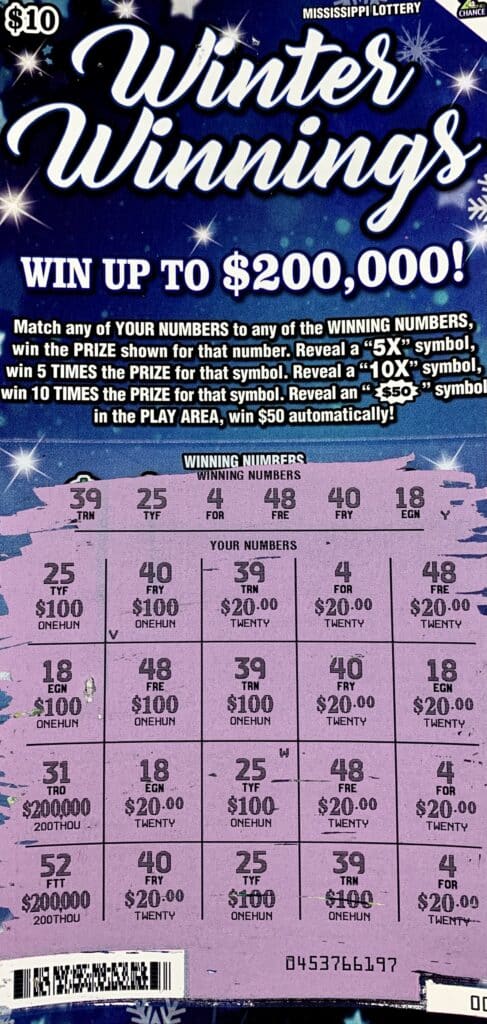 A New Albany woman won $1,000 on a Winter Winnings scratch-off game purchased from Tony’s Too LLC on Hwy. 30 W., New Albany.