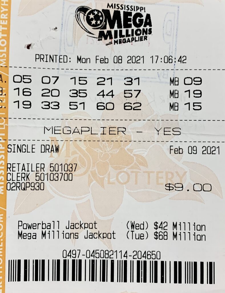 A Ridgeland man won $800 on a Mega Millions ticket purchased from Sprint Mart on High St., Jackson.